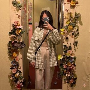 Green Houndstooth Oversized Shacket